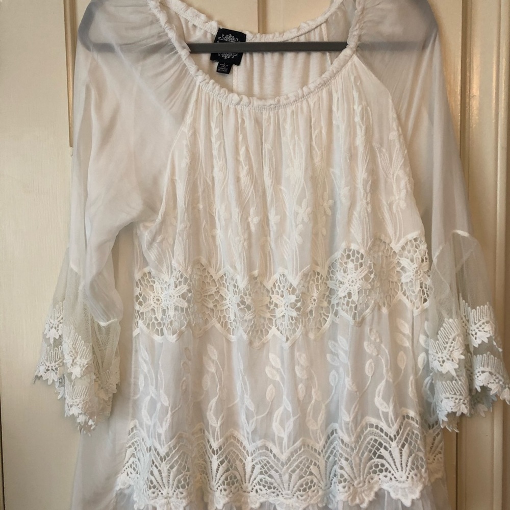 GORGEOUS Le Marais silk boho peasant blouse NWOT L